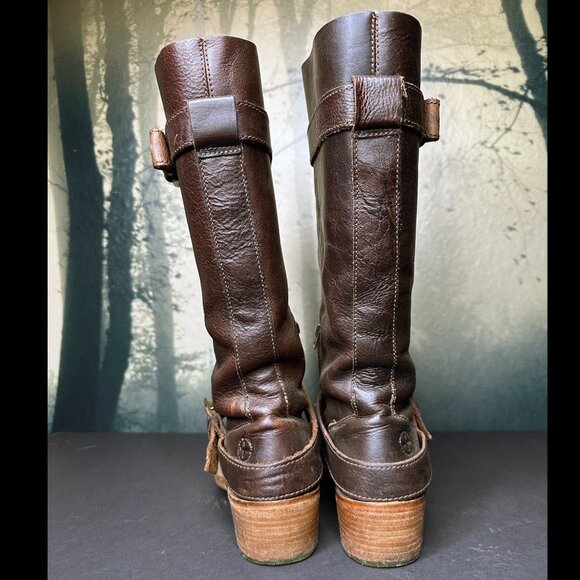 Dr. Martens Brown Leather Buckle Harness Biker Boots Tall Docs US 8 UK 6 - Picture 4 of 10